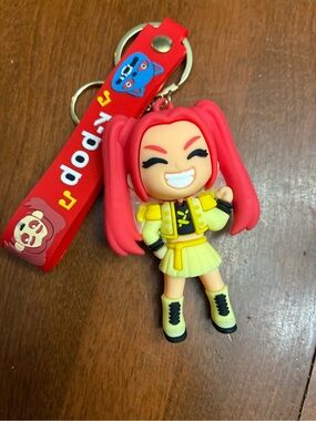 Cute Red & Yellow Cartoon Girl Keychain Charm